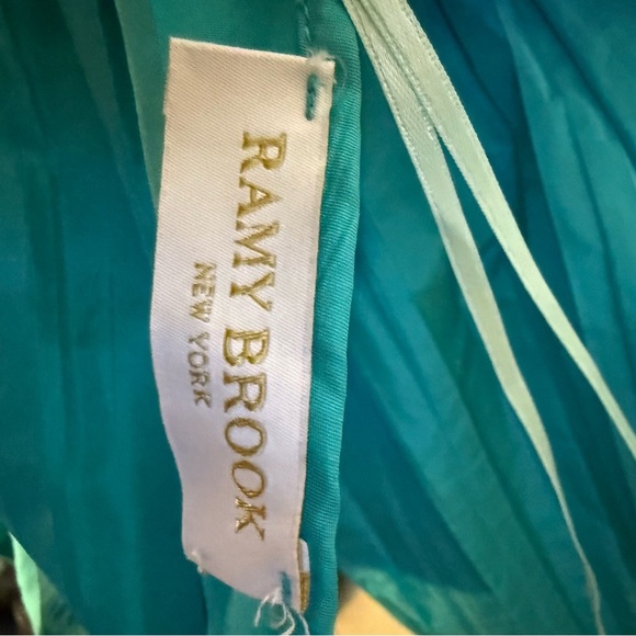 Ramy Brook Teal Halter Smocked Waist Midi Dress XS - Picture 3 of 8